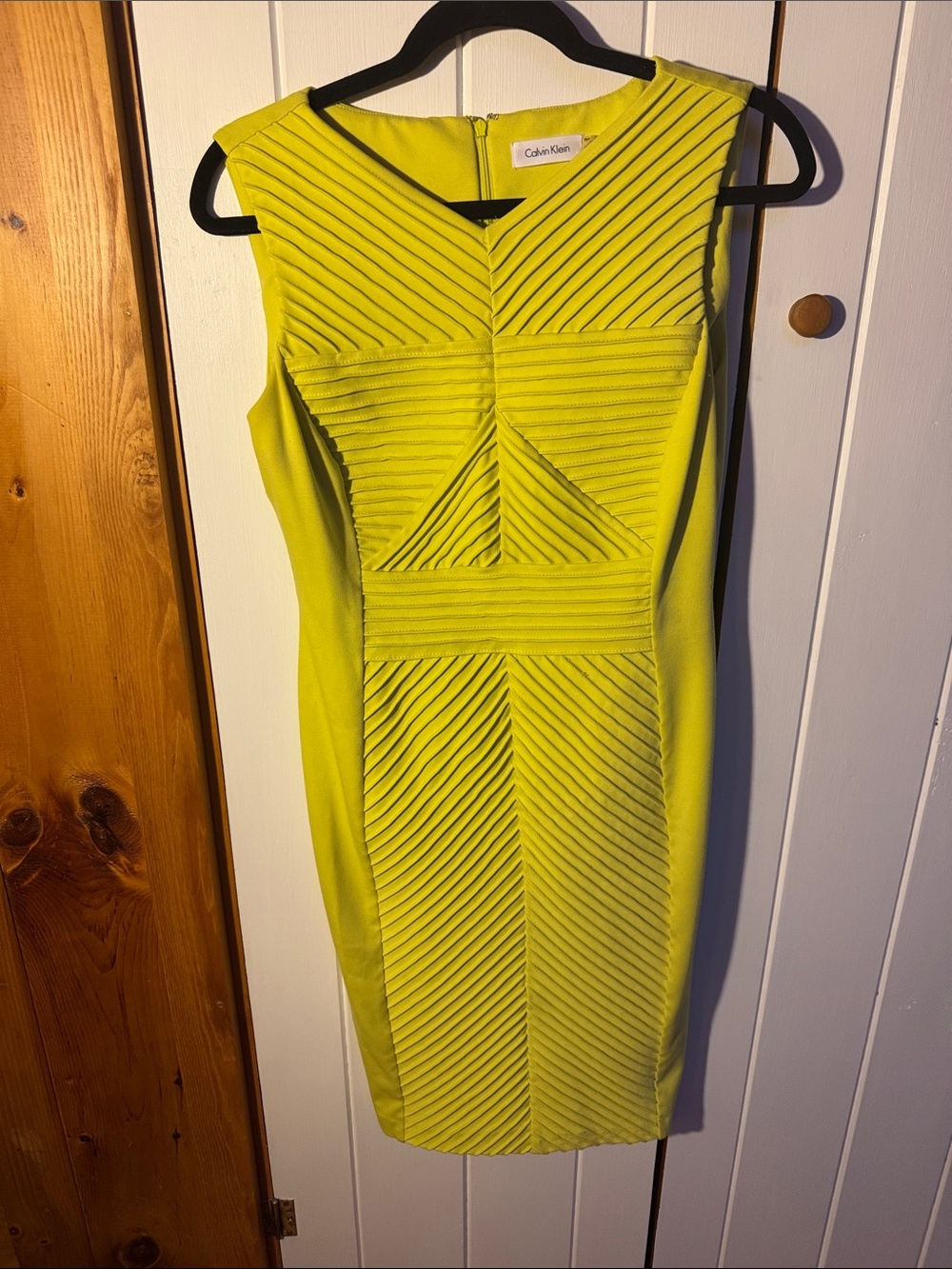 Calvin Klein Neon Yellow Sculpted Sheath Bodycon Dress